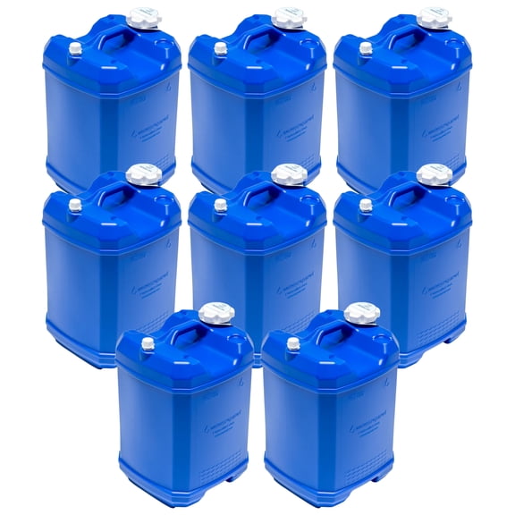 WaterPrepared ReadyJug 7 Gal Stackable Water Storage Container with Spigot, Blue, 8 Pack