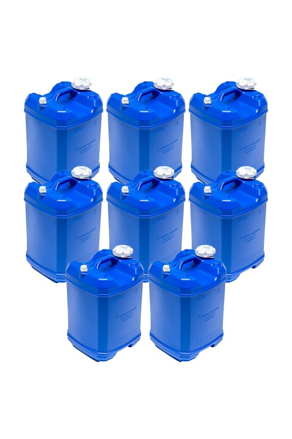 ReadyJug 7 Gal Stackable Water Storage Container with Spigot, Blue, 8 Pack