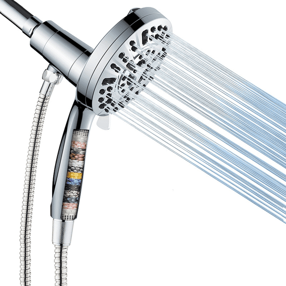 WaterSavingPro High-Pressure 10-Function 4-Inch Chrome Handheld Shower Head with 5.9 Ft Flexible Hose, Magnetic Adhesion Base, and Built-In Water Filtration System for the Ultimate Shower Experience