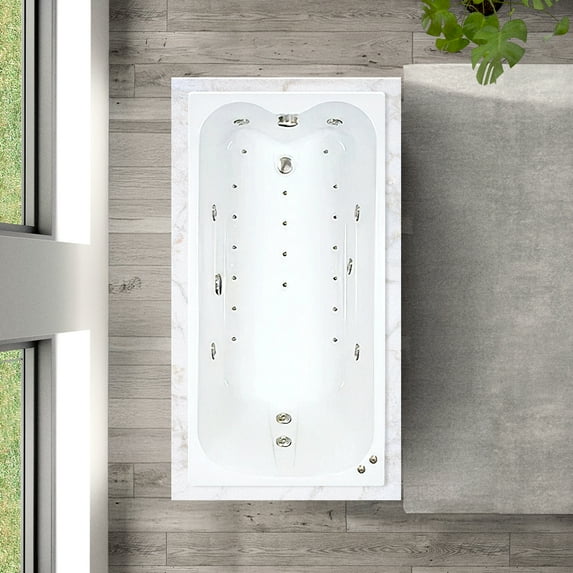 WaterTech Acrylic 60 in. x 32 in. Ultra Drop-In Whirlpool and Air Bath Combination Tub - Biscuit