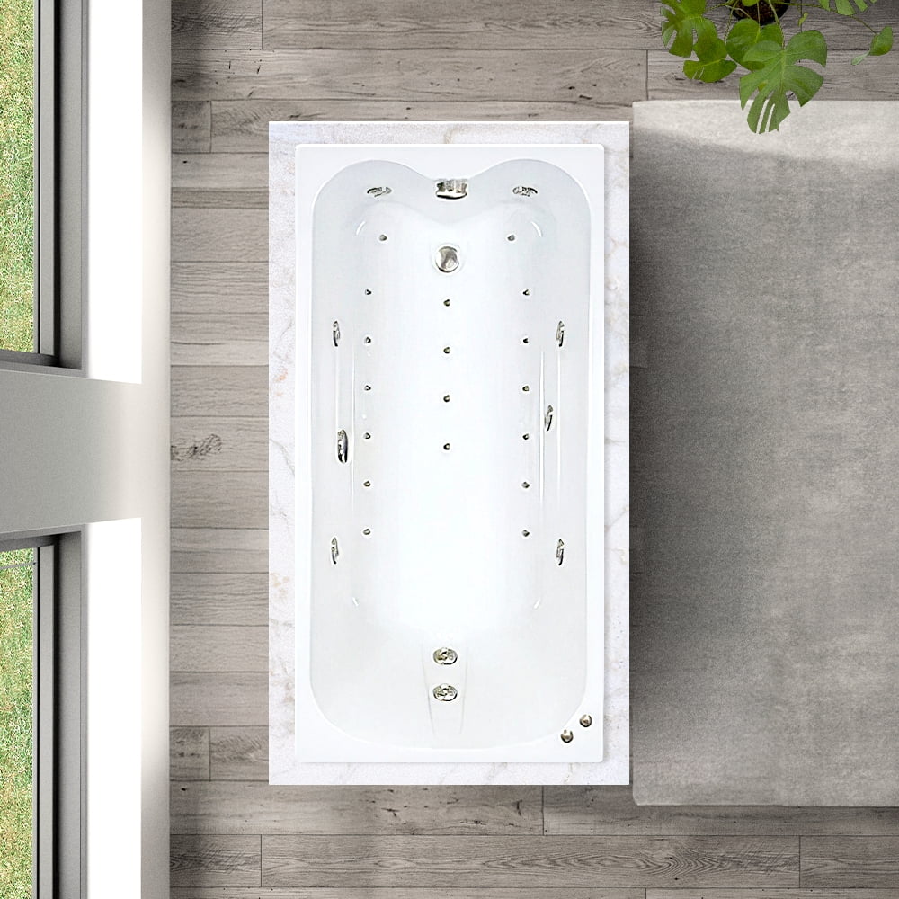 WaterTech Acrylic 60 in. x 32 in. Ultra Drop-In Whirlpool and Air Bath Combination Tub - Bone