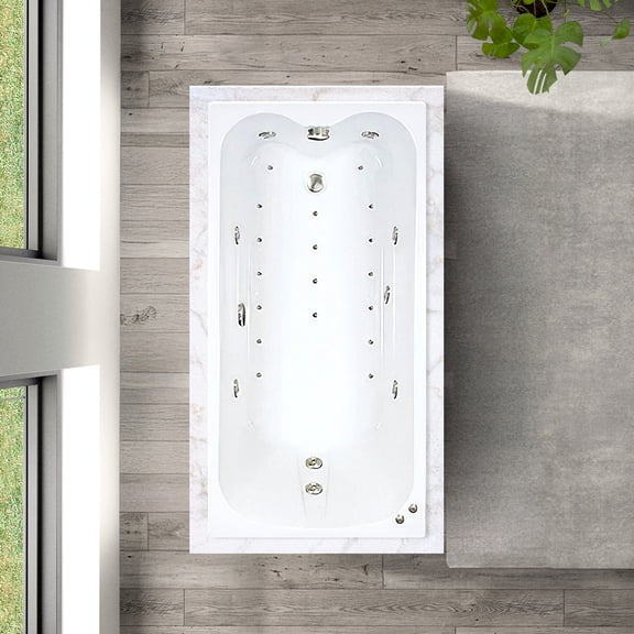 WaterTech Acrylic 60 in. x 32 in. Ultra Drop-In Whirlpool and Air Bath Combination Tub - Bone