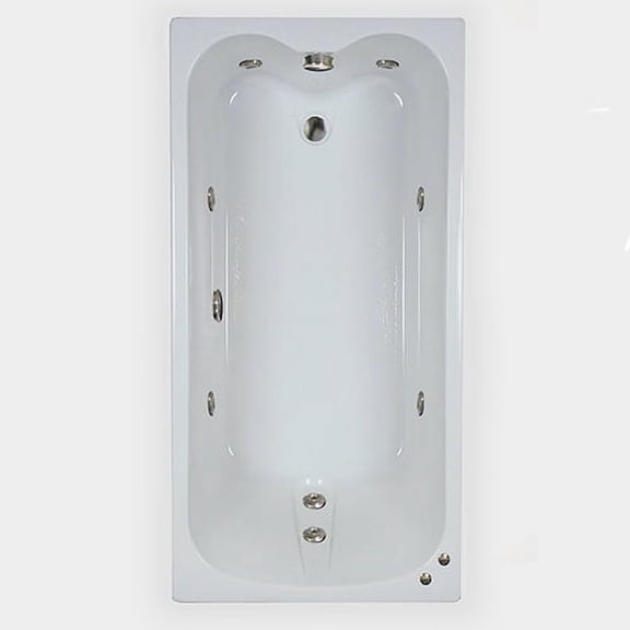 WaterTech Acrylic 60 in. x 32 in. Ultra Reversible Drain Drop-In Whirlpool Tub - Bone