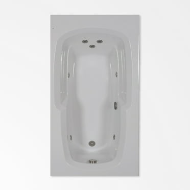 WaterTech Acrylic 60 in. x 36 in. Reversible Drain Drop-In Whirlpool Tub - White