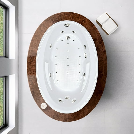 WaterTech Acrylic 60 in. x 42 in. EOW Drop-In Whirlpool and Air Bath Combination Tub - White