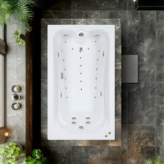 WaterTech Acrylic 60 in. x 42 in. Elite Series Drop-In Whirlpool and Air Bath Combination Tub - Biscuit