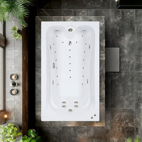 WaterTech Acrylic 60 in. x 42 in. Elite Series Drop-In Whirlpool and Air Bath Combination Tub - Biscuit