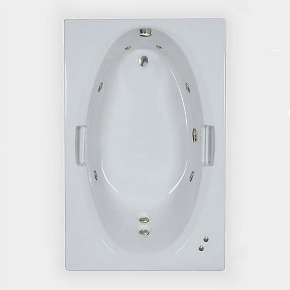 WaterTech Acrylic 60 in. x 42 in. GW Reversible Drain Drop-In Whirlpool Tub - Bone