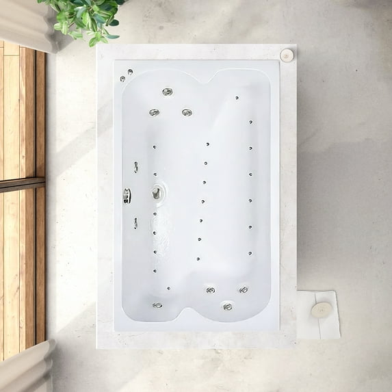 WaterTech Acrylic 60 in. x 43 in. Drop-In Whirlpool and Air Bath Combination Tub - Biscuit