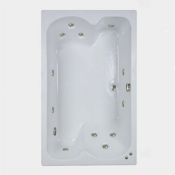 WaterTech Acrylic 60 in. x 43 in. Reversible Drain Drop-In Whirlpool Tub - White