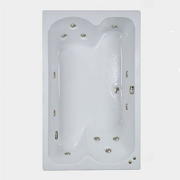WaterTech Acrylic 60 in. x 43 in. Reversible Drain Drop-In Whirlpool Tub - White