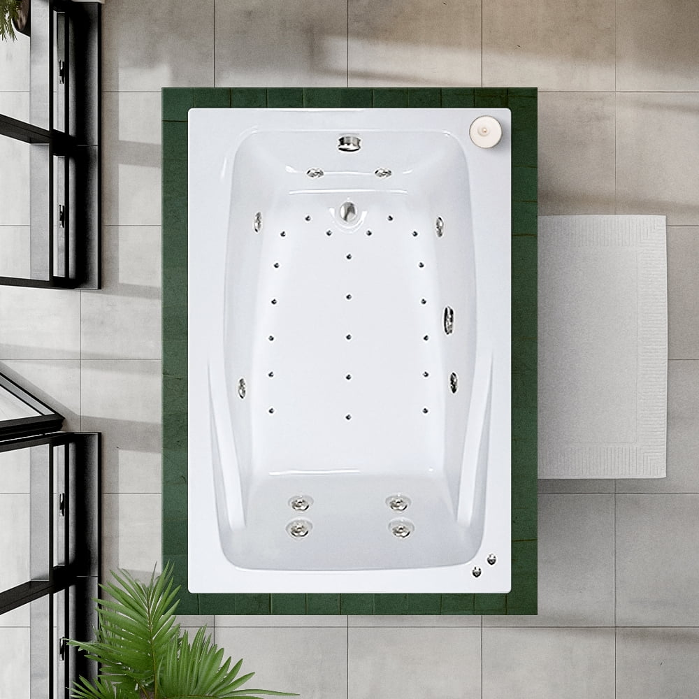 White Acrylic 60'' x 48'' Drop-In Whirlpool Bathtub with Jets