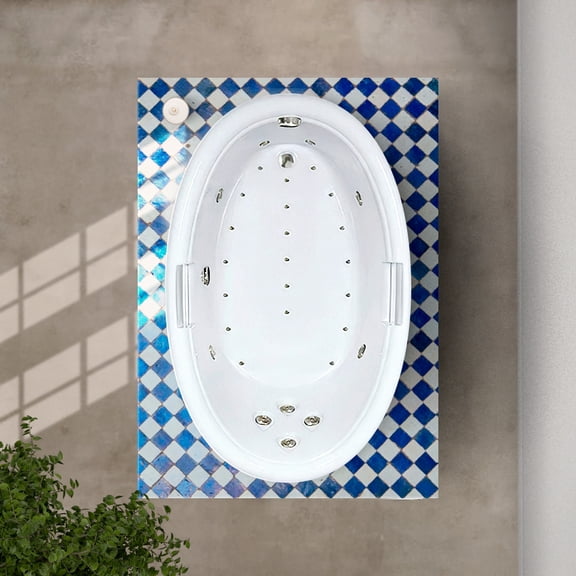 WaterTech Acrylic 72 in. x 42 in. EW Drop-In Whirlpool and Air Bath Combination Tub - Bone