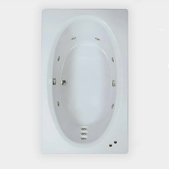 WaterTech Acrylic 72 in. x 42 in. GW Center Drain Drop-In Whirlpool Tub - White
