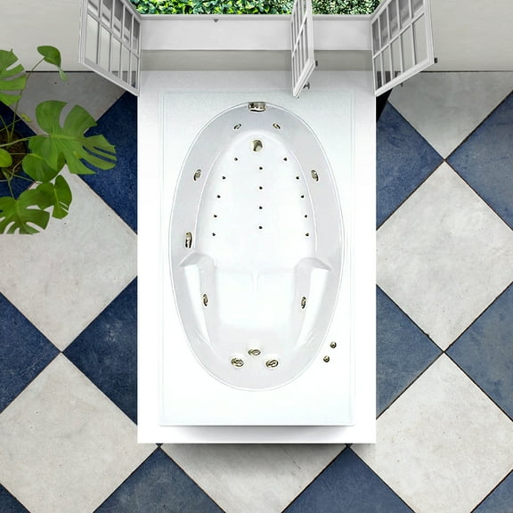 WaterTech Acrylic 72 in. x 42 in. SW Drop-In Whirlpool and Air Bath Combination Tub - White