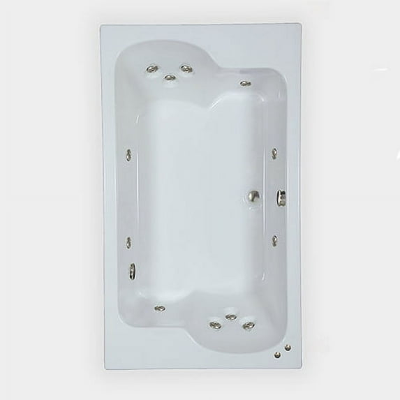 WaterTech Acrylic 72 in. x 43 in. Center Drain Drop-In Whirlpool Tub - White