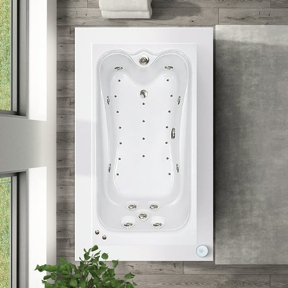 WaterTech Acrylic Elite Series 66 in. x 36 in. Reversible Drain Drop-In Whirlpool and Air Bath Combination Tub - White