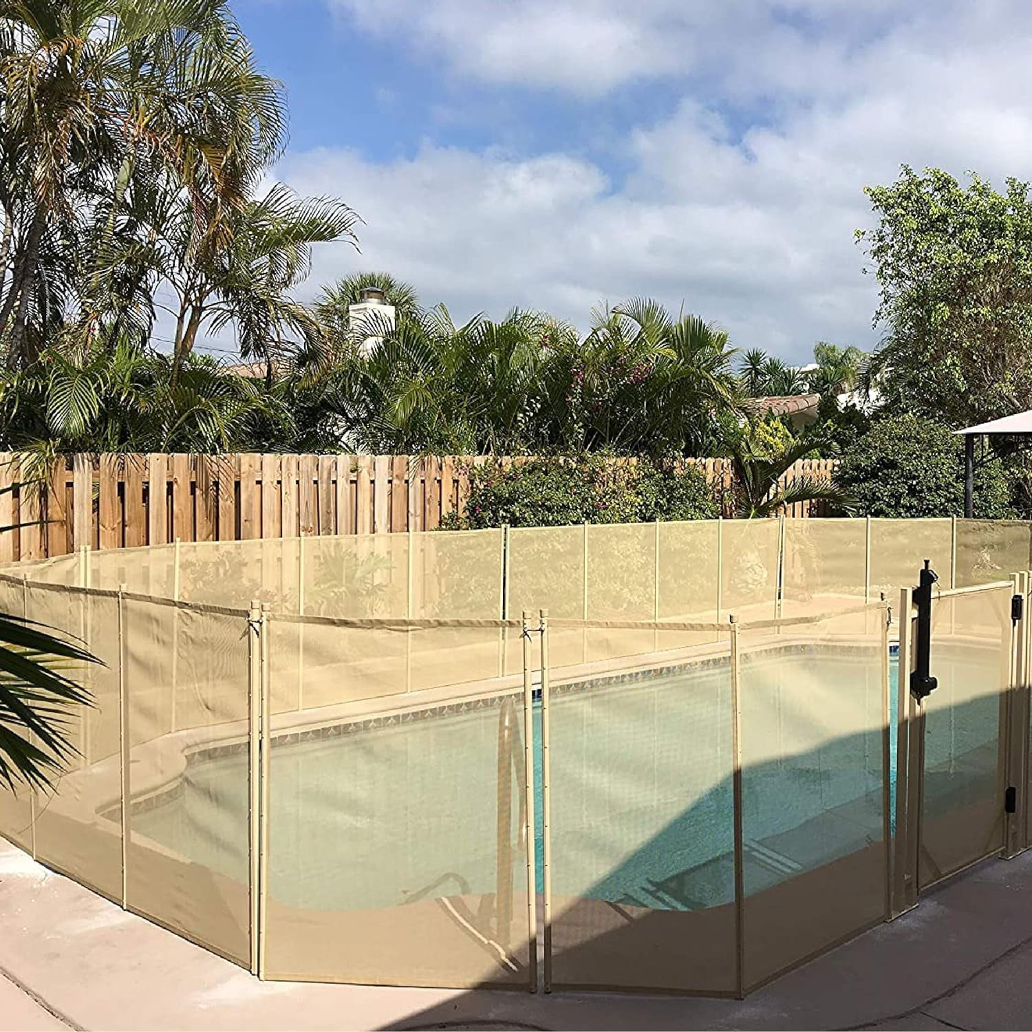 WaterWarden 5' x 24' Pool Safety Fence, UL Certified to ASTM Safety Standard F2286, Beige