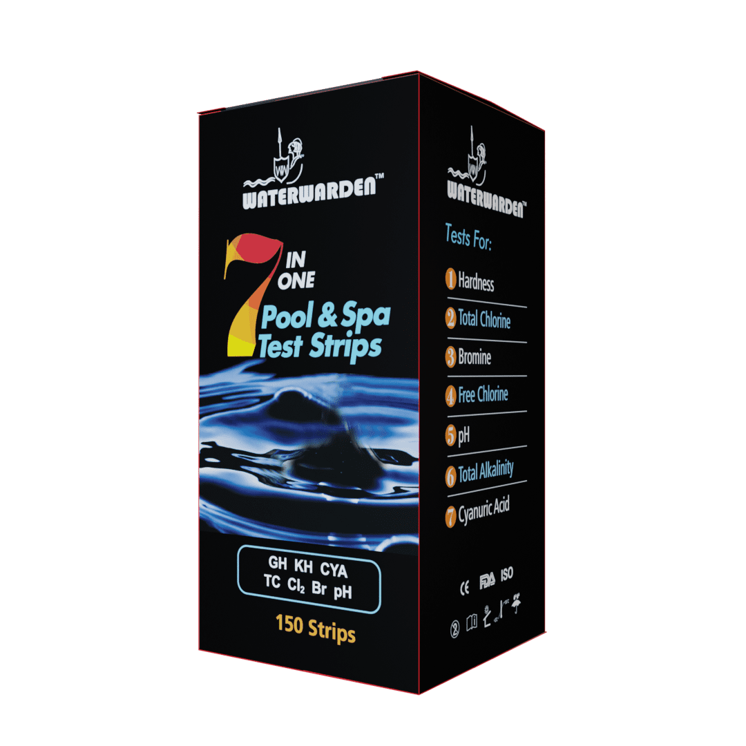 WaterWarden 7Way Pool Testing Strips 150 Test Strips for Pool, Hot Tub and Spa & a Free Pool