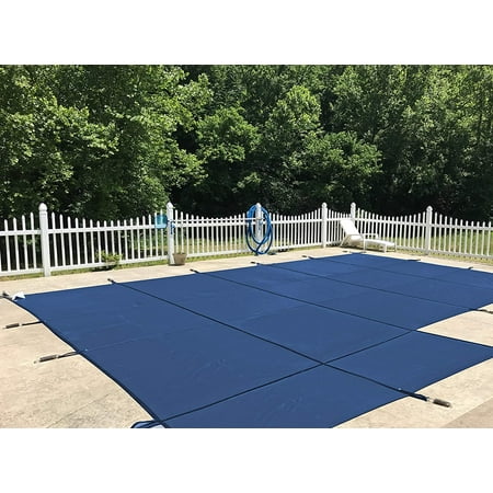 WaterWarden Inground Mesh Pool Safety Cover for a 16’ x 32’ Rectangle Pool, Left Step, 20-Year Warranty