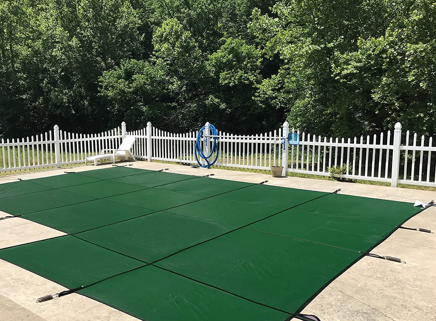 WaterWarden Inground Mesh Pool Safety Cover for a 16’ x 32’ Rectangle Pool, Right Step, 20-Year Warranty