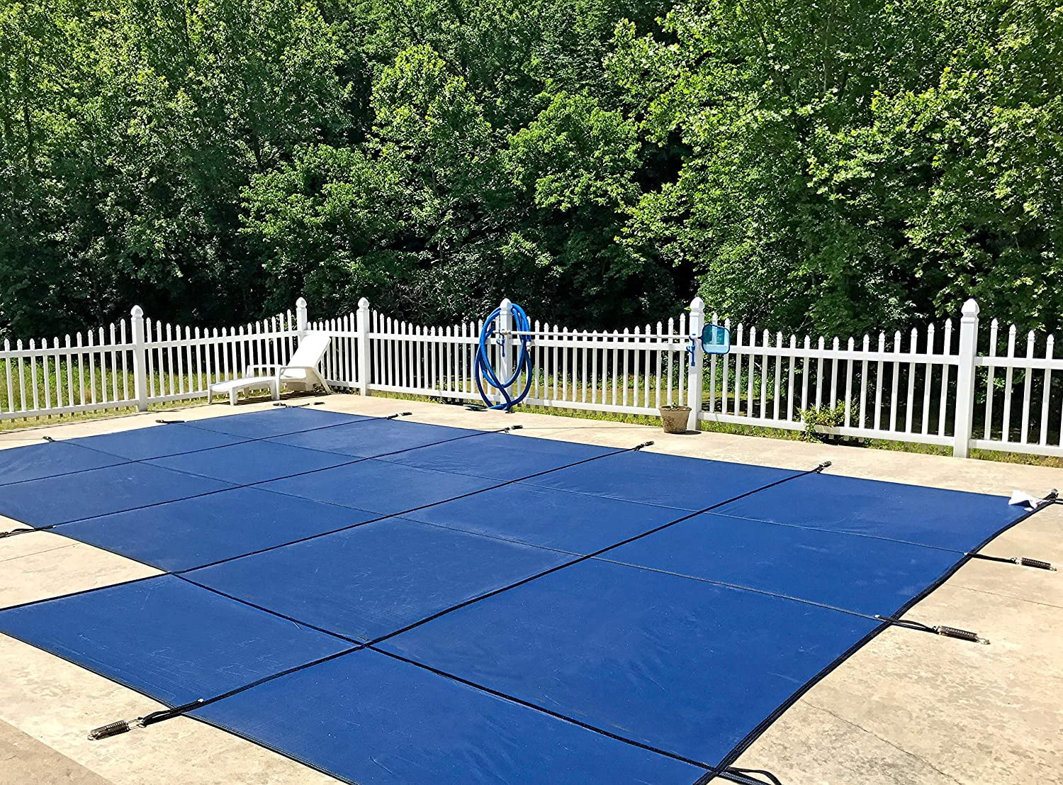 WaterWarden Inground Mesh Pool Safety Cover for a 16’ x 32’ Rectangle Pool, Right Step, 20-Year Warranty
