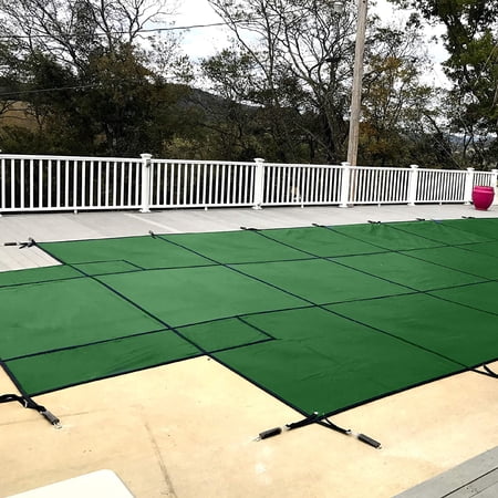 WaterWarden Inground Mesh Pool Safety Cover for a 20’ x 40’ Rectangle Pool, Center End Step, 20-Year Warranty