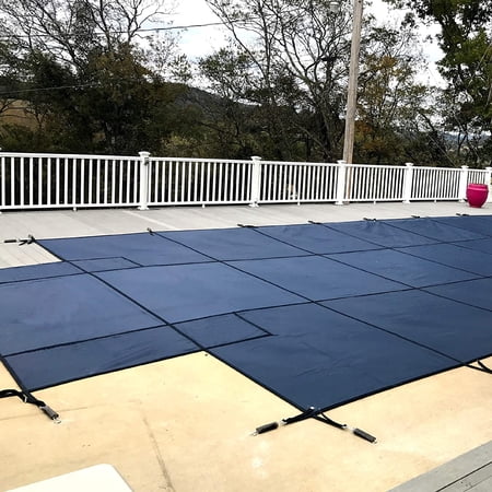 WaterWarden Inground Mesh Pool Safety Cover for an 18’ x 36’ Rectangle Pool, Center End Step, 20-Year Warranty