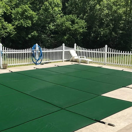 WaterWarden Inground Mesh Pool Safety Cover for an 18’ x 36’ Rectangle Pool, Left Step, 20-Year Warranty