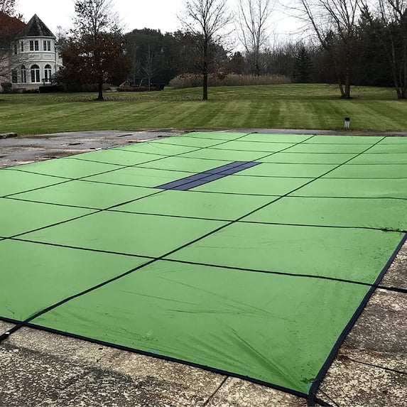 WaterWarden Inground Solid Pool Safety Cover for a 16’ x 32' Inground Rectangle Pool, Center Drain Panel, 20-Year Warranty