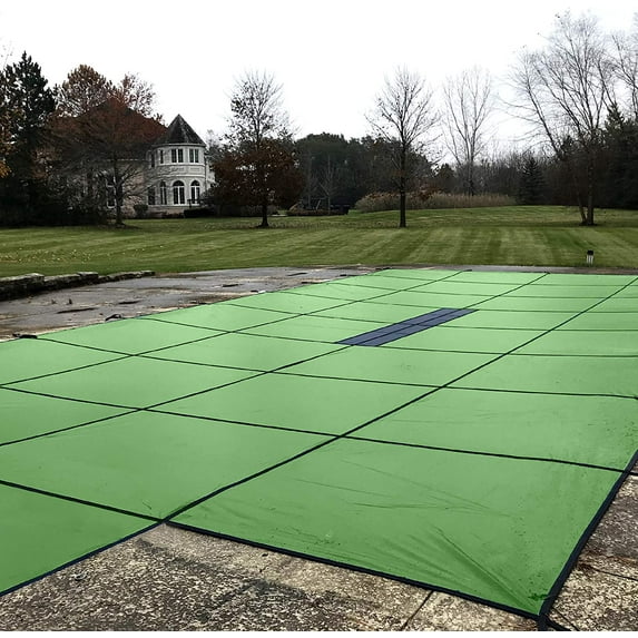 WaterWarden Inground Solid Pool Safety Cover for a 20’ x 40’ Rectangle Pool, Center End Step, Center Drain Panel, 20-Year Warranty