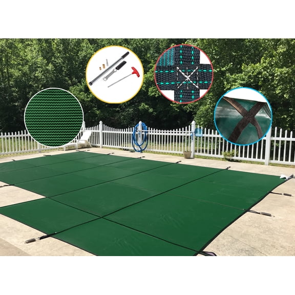 WaterWarden in-Ground Pool Safety Cover Fits 16’ x 32’, Right Step, UL Classified to ASTM F1346