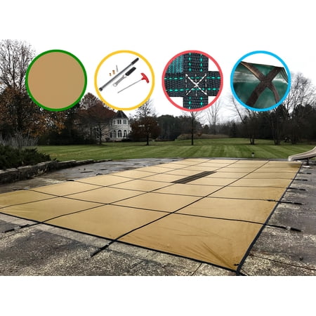 WaterWarden in-Ground Pool Safety Cover Fits 18’ x 36’ Rectangle Pool, UL Classified to ASTM F1346