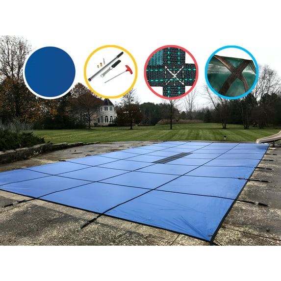 WaterWarden in-Ground Pool Safety Cover Fits 20’ x 30’, Center Drain Panel, UL Classified to ASTM F1346