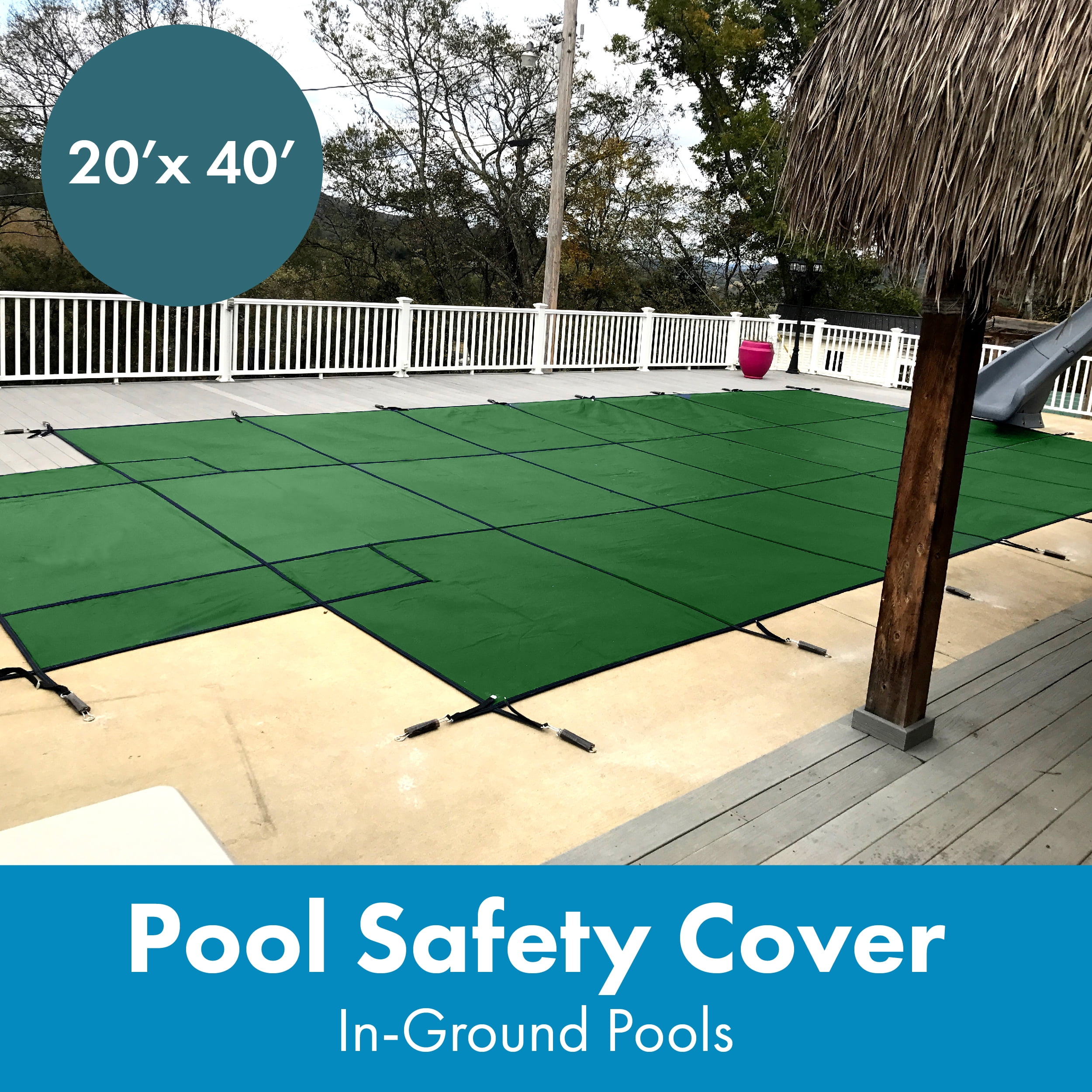 WaterWarden inGround Pool Safety Cover Fits 20’ x 40’, Center End Step