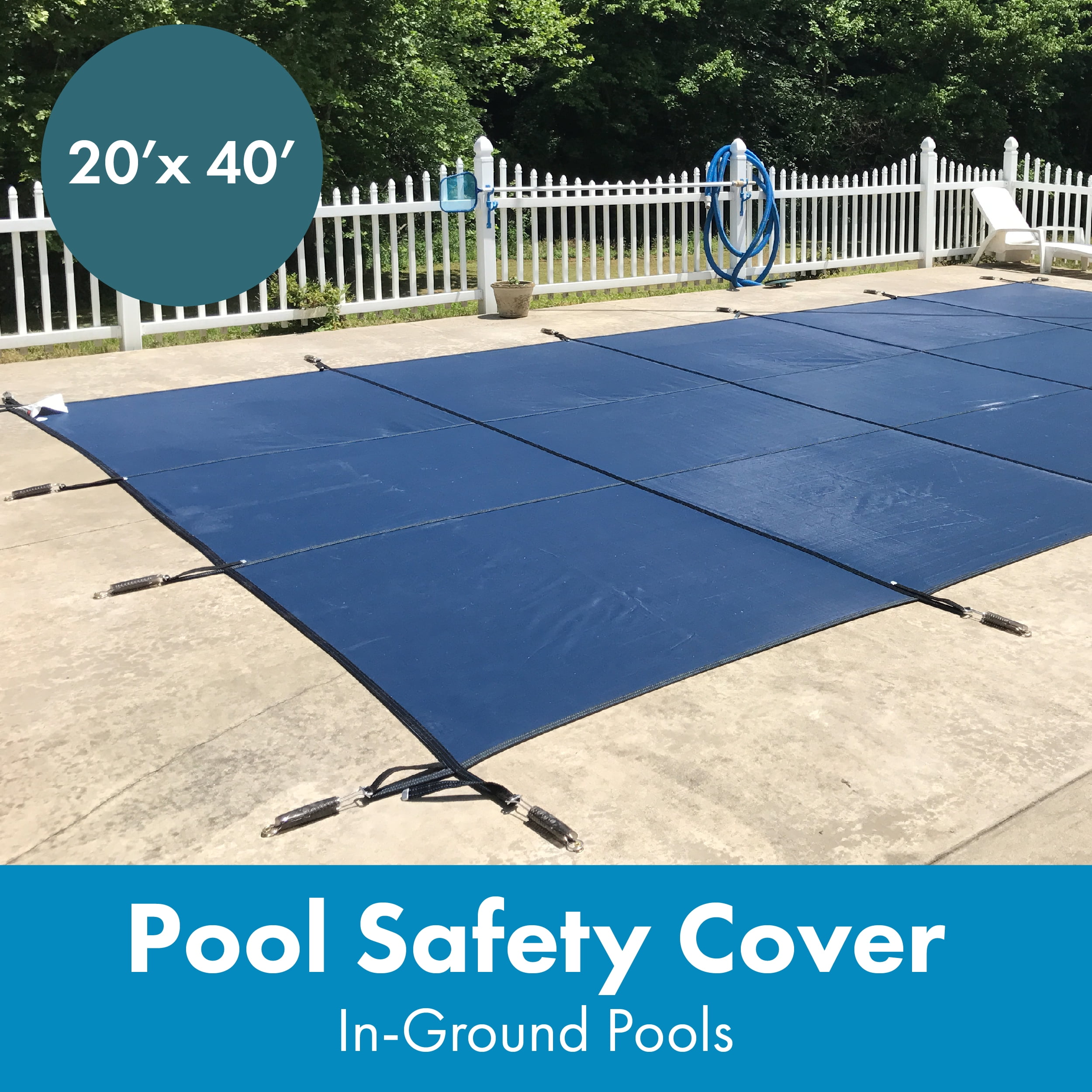 WaterWarden in-Ground Pool Safety Cover Fits 20’ x 40' Rectangle Pool, UL Classified to ASTM F1346