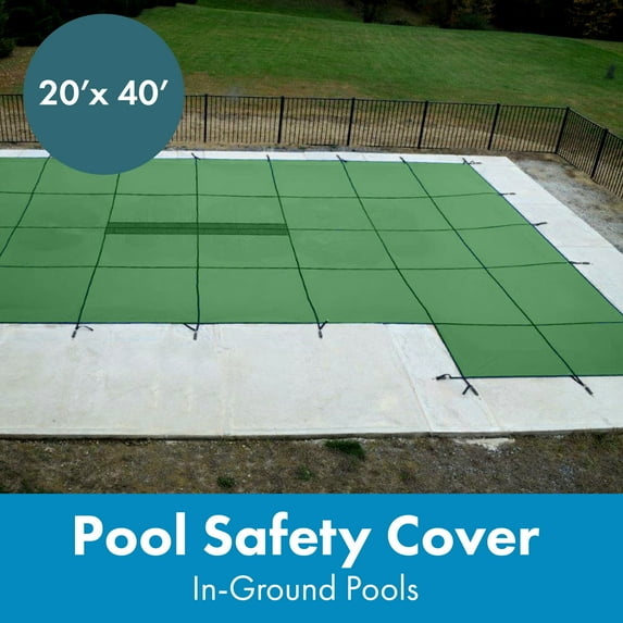 WaterWarden in-Ground Pool Safety Cover Fits 20’ x 40’, Right Step, UL Classified to ASTM F1346