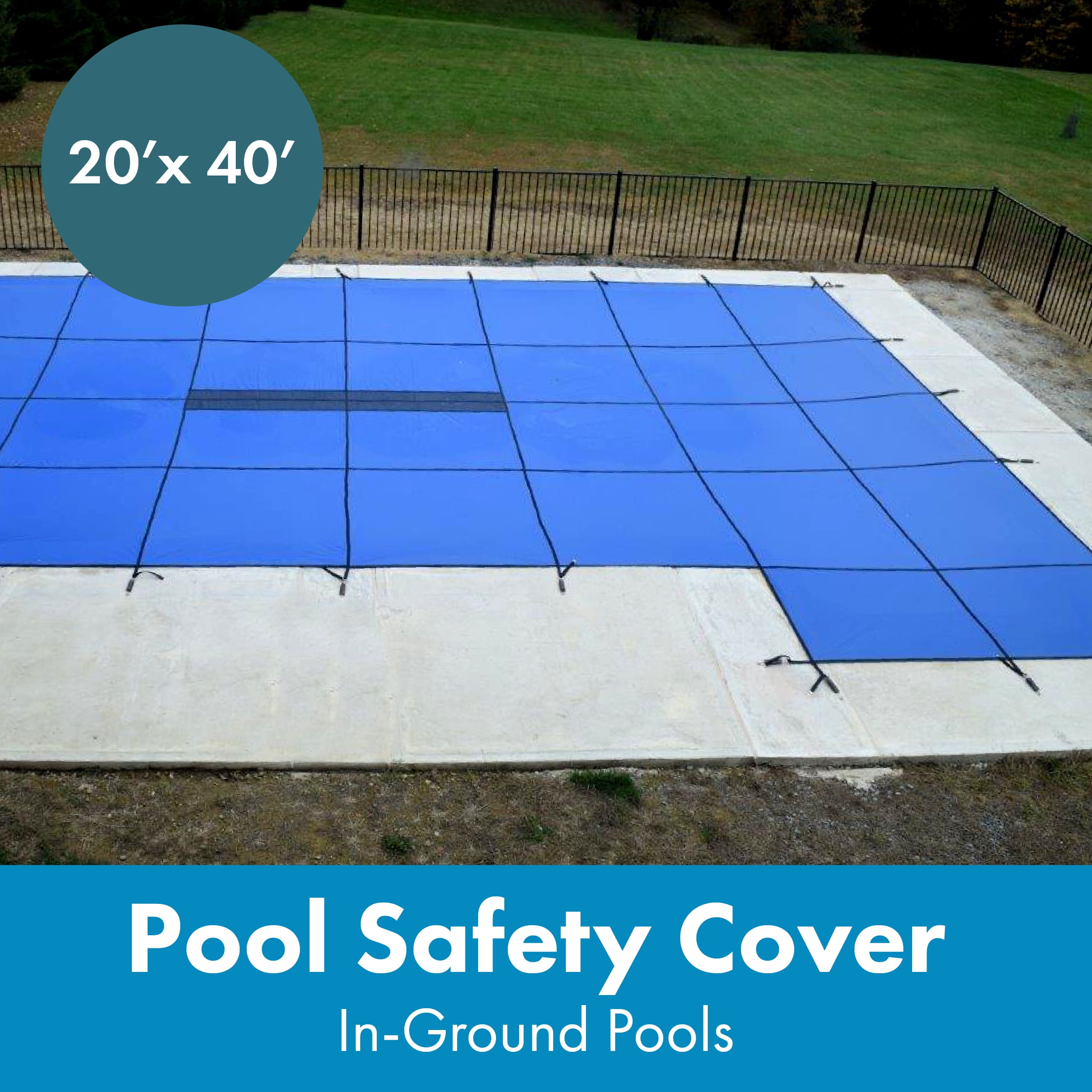 WaterWarden inGround Pool Safety Cover Fits 20’ x 40’, Right Step, UL