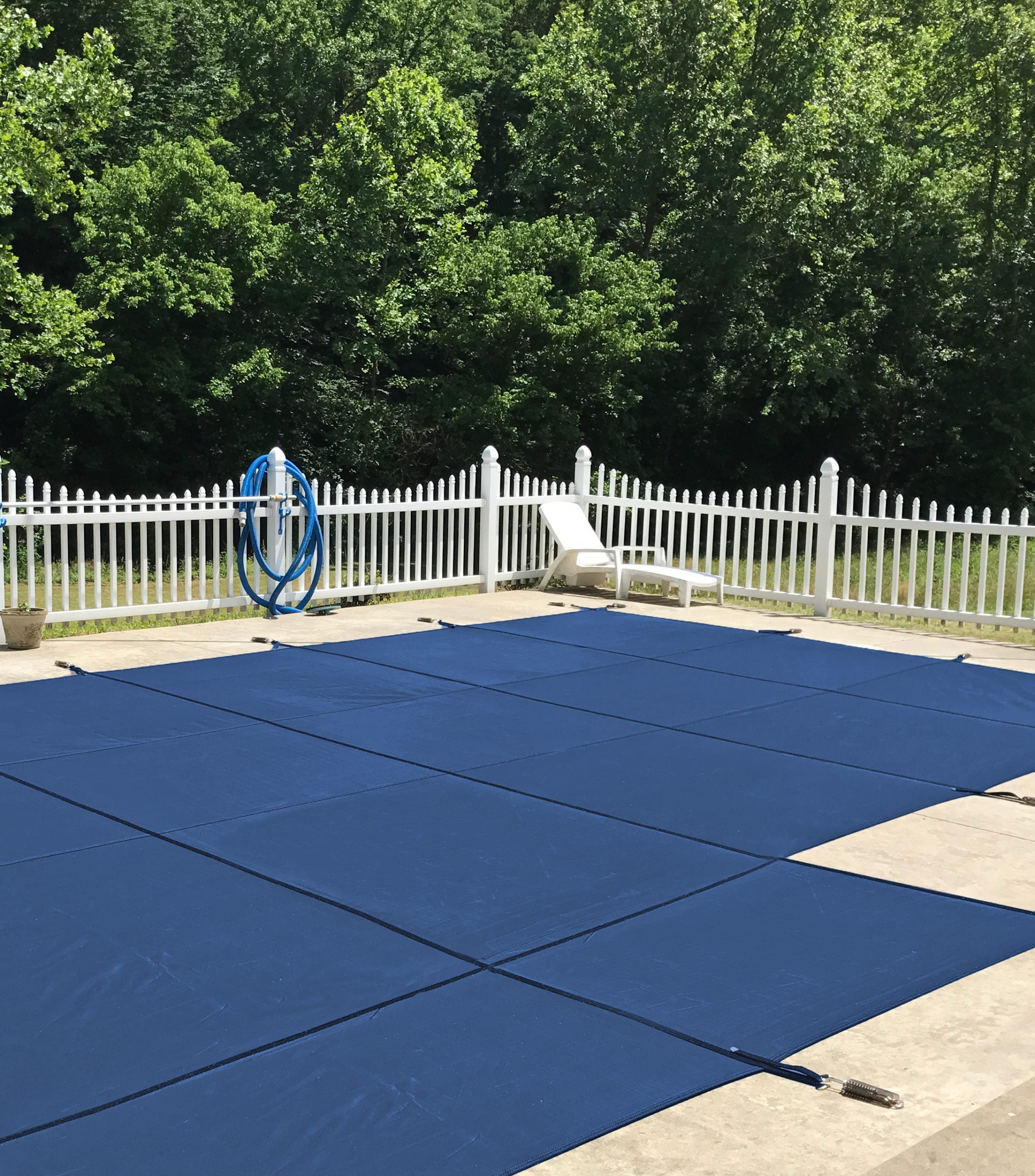 Blue Mesh Rectangular In-Ground Pool Safety Cover with Left Offset