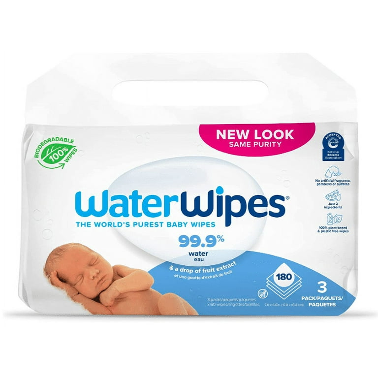 WaterWipes Biodegradable Original Baby Wipes, 99.9% Water Based