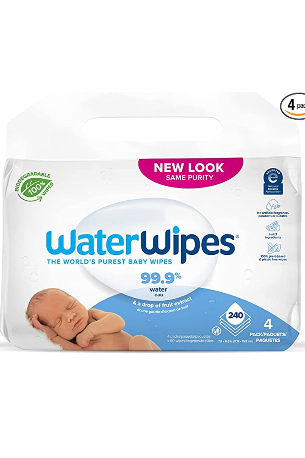 WaterWipes Baby Wipes, Value Pack - 4 packs, 60 Wipes