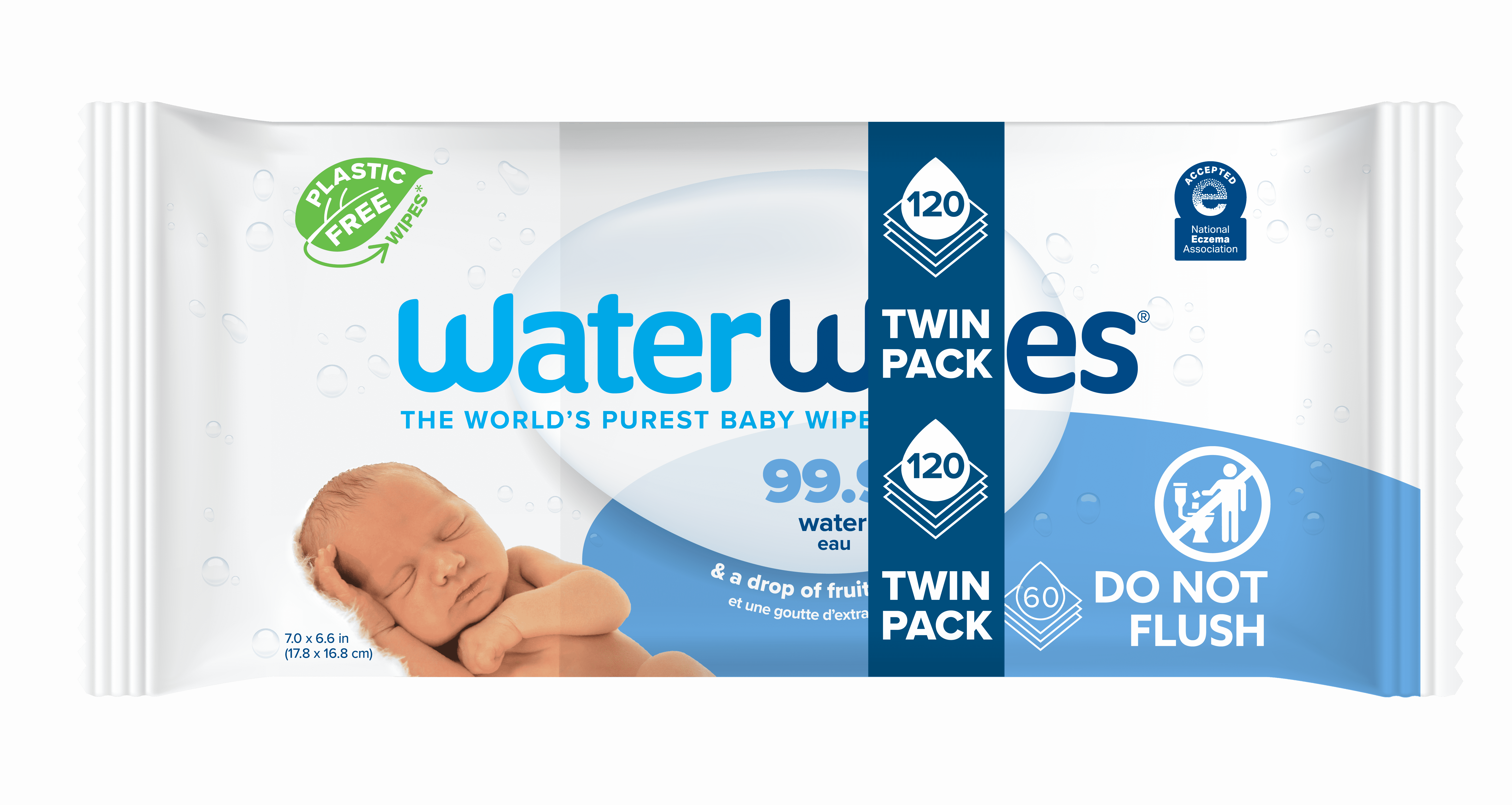 WaterWipes WaterWipes Sensitive Newborn & Baby Wipes, 3-In-1 Cleans, Cares, Protects, 99.9% Water, Unscented & Hypoallergenic, 120 Wipes