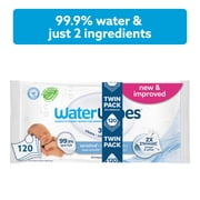 WaterWipes Sensitive Newborn & Baby Wipes, 3-In-1 Cleans, Cares, Protects, 99.9% Water, Unscented & Hypoallergenic, 120 Wipes