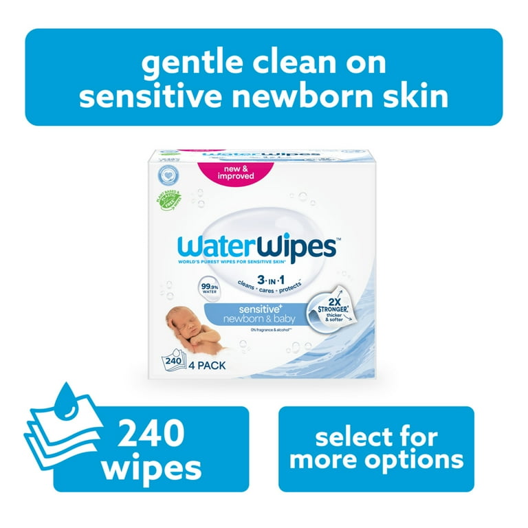 WaterWipes Natural Non-Fragrance Baby Wipes, Water Based,