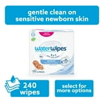 WaterWipes Sensitive+ Newborn & Baby Wipes, 3-In-1 Cleans, Cares, Protects, 99.9% Water, Unscented & Hypoallergenic, 240 Count (4 Packs)