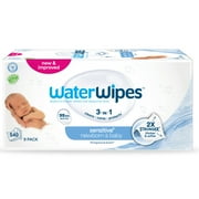 WaterWipes Sensitive Newborn & Baby Wipes, 3-In-1 Cleans, Cares, Protects, 99.9% Water, Unscented & Hypoallergenic, 9 Packs (540 Wipes)