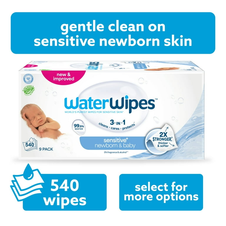 WaterWipes Non-Fragrance Baby Wipes, Water Based, Packs