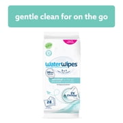 WaterWipes Sensitive On The Go Wipes, 99.9% Water, Unscented & Hypoallergenic, 28 Wipes