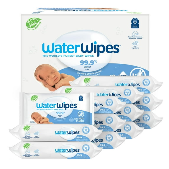 WaterWipes Unscented Baby Wipes, Sensitive and Newborn Skin, 12 Packs (720 Wipes) 720 Count NEW