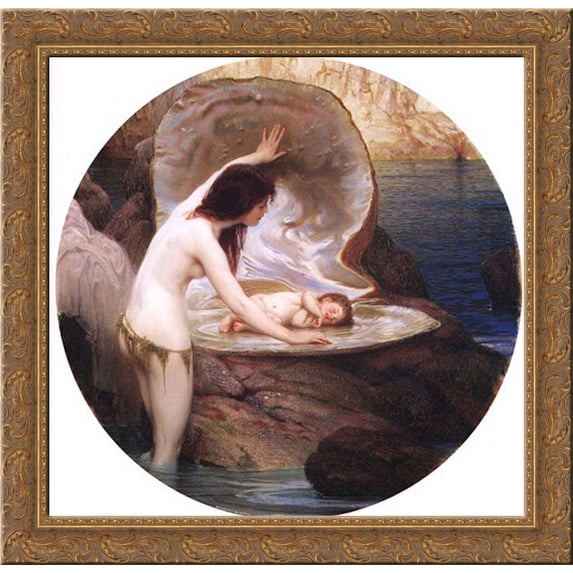 Waterbaby 20x20 Gold Ornate Wood Framed Canvas Art by Draper, Herbert James